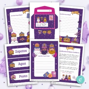 Kit Imprimible Reyes Magos Mágicos Violeta Carta