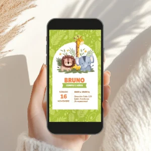 Alternative view of Invitación Digital Animalitos De La Selva Verde