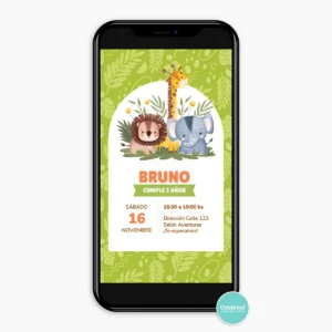 Invitación Digital Animalitos De La Selva Verde