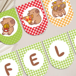 Alternative view of Kit Imprimible Capibara Pizza Party Carpincho Rojo