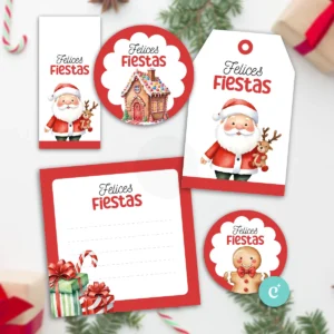 Kit Imprimible Navidad Papa Noel Rojo Papelería