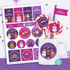 Kit Imprimible Reyes Magos Mágicos Violeta Desayuno