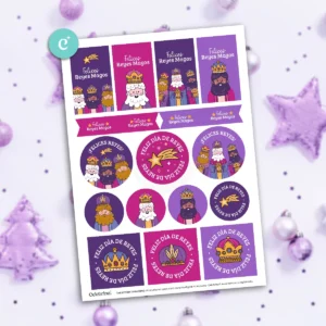 Alternative view of Kit Imprimible Reyes Magos Mágicos Violeta Desayuno