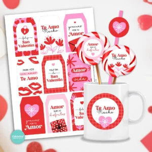 Kit Imprimible San Valentin Enamorados Papeleria Desayuno Regalos