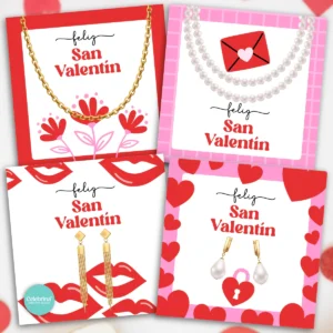 Kit Imprimible San Valentin Enamorados Tarjetas para Pulseras Joyería